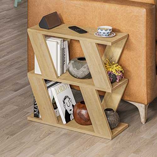 Hocuspicus Side Coffee Table with Magazine Rack for Living Room and Office - Many Colour Options - Side/End Table - 60 x 22 x 57cm (Oak)