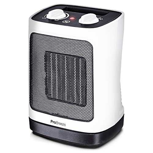 Pro Breeze® 2000W Ceramic Fan Heater - Electric Heater with Automatic Oscillation, Thermostat, 2 Heat Settings & Tip-Over Protection - Portable Heater for Home, Office, Study, Garage, Bathroom