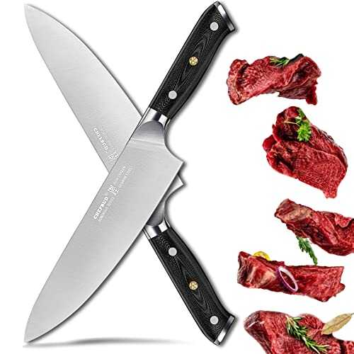 CHEFBUD Chef Knife Ultra Sharp Kitchen Knife 8 Inch Chef's Knife High Carbon German Stainless Steel with G10 Handle
