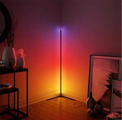YRBDSA Corner Floor Lamp Nordic Decoration Home Floor Lamps for Living Room Night Light LED Dimmable Standing Lamp Bedroom Decor Floor Light, RGB Remote Control Discoloration,Black