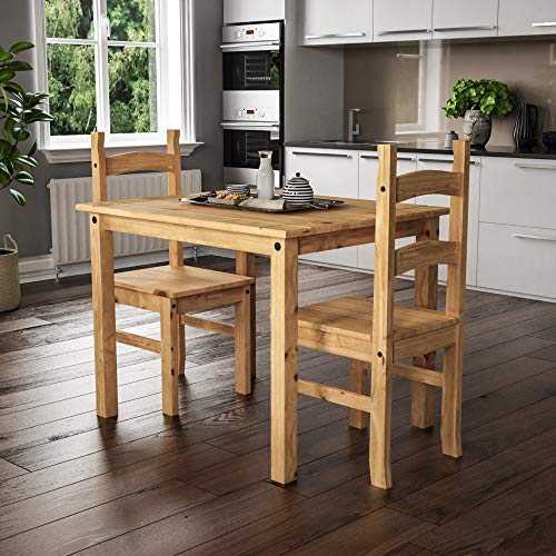 Vida Designs Corona Dining Set 2 Seater, Solid Pine Wood, Dining Table With 2 Chairs