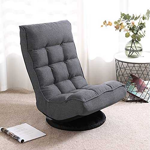 FLOGUOOR Floor Chair with 360 Degree Backrest, 6-Position Adjustable Reading Chair, Folding Chair Bed for TV Watching or Gaming, Floor Sofa Suitable for Private Space (Grey) 6250