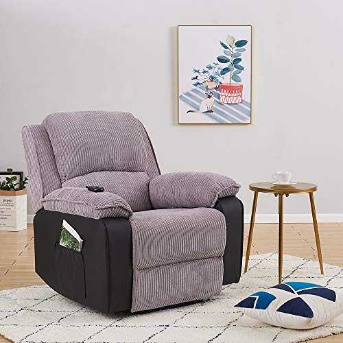 Jumbo Cord Fabric Recliner Armchair Loungh Home Electric Reclining Sofa Chair for Living Room Bedroom, Gray
