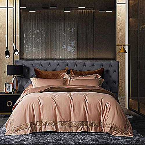 FMOGQ Bed Linen, 100% Cotton Embroidery, Four-Piece Set, 100% Cotton Thick Bed Sheet, Bed Cover, Bedding, Bed Cover, Protect And Cover Your Quilt, Luxury 100% Cotton, Four-Piece Blanket