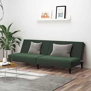 vidaXL 2 Seater Sofa Bed Dark Green Velvet