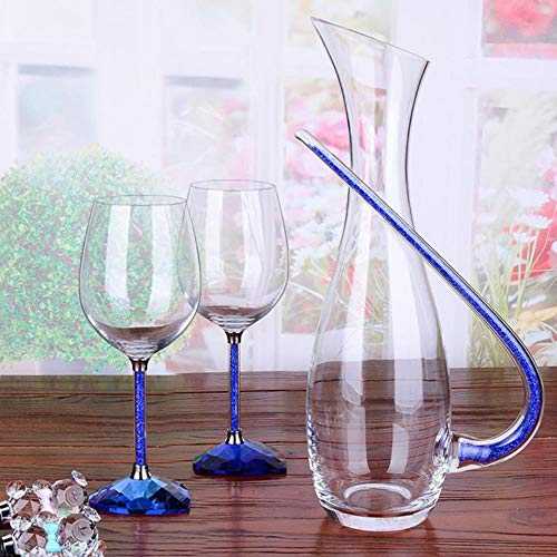 Pakopjxnx Transparent wine glass wedding home decoration wine glass heart-shaped champagne glass water glass cup,Blue set
