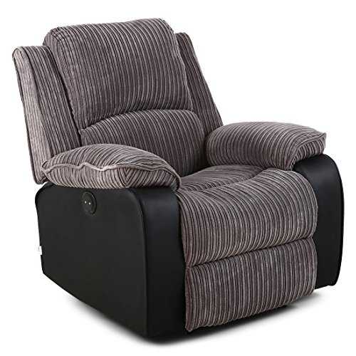 POSTANA Jumbo Cord Fabric Power Recliner Armchair Electric Sofa Reclining Chair (Grey)