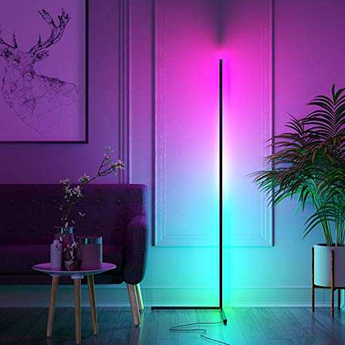 Kōnā Floor Lamp Colour Changing 140cm Tall Minimalist Nordic LED RGB Corner Lamp with Dimmable Remote Controller (Black)