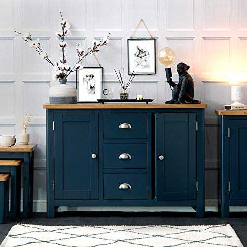 The Furniture Outlet Rutland Blue Painted Oak 2 Door 3 Drawer Large Sideboard