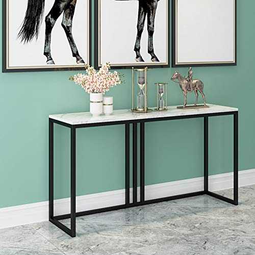 Dining Tables, Living Room Corridor Console Table, Stable Durable White Console Tables Black And Gold Bracket Wrought Iron Side Tables(Size:80 * 30 * 80CM,Color:black)