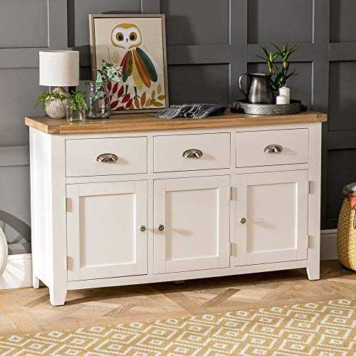 The Furniture Market Cheshire Cream Painted Large 3 Drawer 3 Door Sideboard