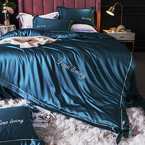 Luxurious Real Silk 100% Mulberry Silk European Five-star Hotel Bedding Article 4 Pcs Set Jacquard 4Piece Bedding Sets King Size Quilt Cover Bed Sheet Pillow Case Garden Theme Design