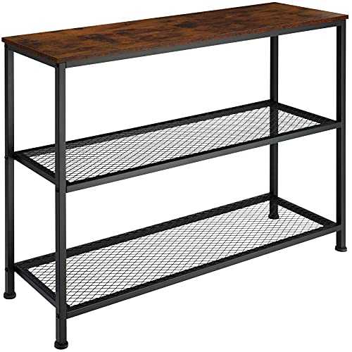 TecTake 800914 Side table | Lamp table with storage shelves | Slim bedside coffee table (Industrial dark)