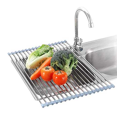 Seropy Extra Large 20.5"x13.7" Roll Up Dish Drying Rack Over The Sink Dish Drainer for Kitchen Counter, Sink Drying Rack Dish Drying Mat Folding Dish Rack Kitchen Sink Organizer Home Essentials