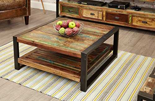 baumhaus Urban Chic Funky Square Coffee Table - Reclaimed Wood