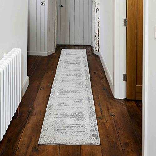 Grey Distressed Traditional Persian Style Hallway Carpet Runner Rug Antique Slate Floral Lounge Sitting Living Room Bedroom Long Narrow Area Rugs 60cm x 240cm
