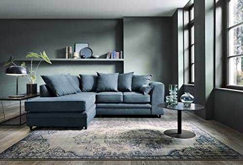 Abakus Direct | Darcy Corner Sofa Settee Right or Left in Teal Linen Fabric (Left Hand Corner)