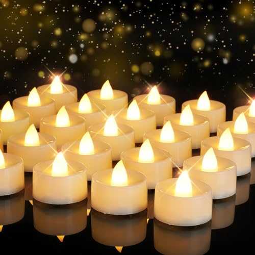 Homemory 24 Pack Warm White Battery LED Tea Lights, Lasts 3X Longer, 200Hours, Flameless Flickering Tealight Candle, Electric Fake Candle for Votive, Wedding, Party, Table, Dining Room, Gift