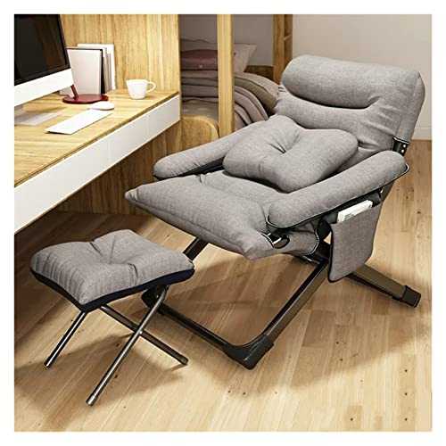 WIGSELBL Folding Lazy Recliner Chair with Ottoman,Modern Comfortable Folding Chaise Lounge Armchair Sofa Leisure Chair Adjustable Lazy Chaise for Bedroom Living Room Balcony (Color : Gray)