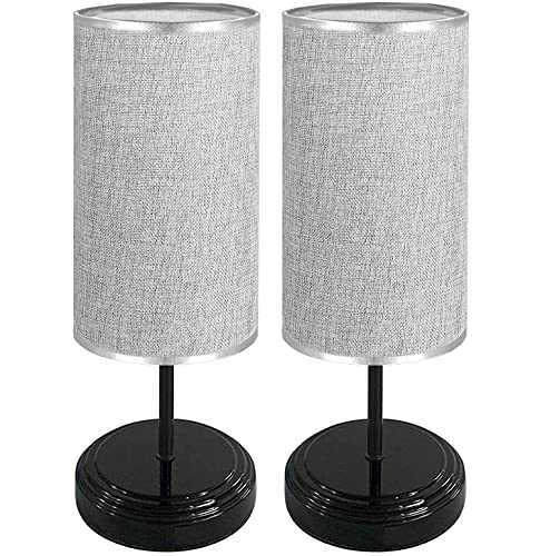 2 Pack Touch Control Bedside Table Lamp Dimmable Nightstand Light Brightness Adjustable Lamp with Fabric Shade for Bedroom Living Room, 4 LED Bulbs Included