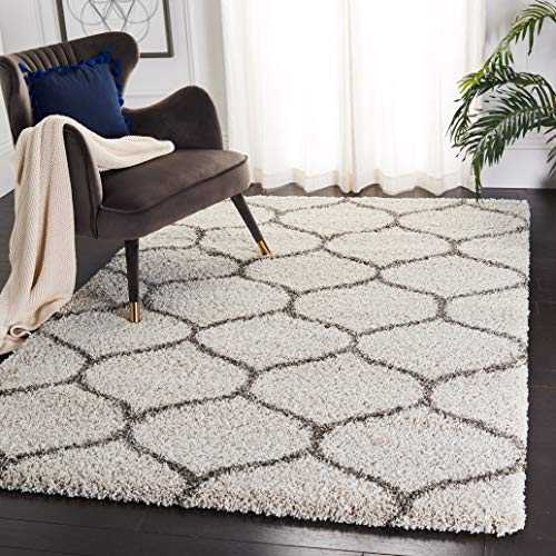 Safavieh Zoey Shag Rug, Woven Polypropylene Carpet in Ivory / Grey, 200 X 300 cm