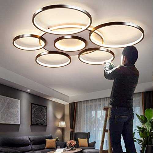 Ceiling Light LED Dimmable Living Room Lamp with Remote Control Light Color/Brightness Adjustable Ring Acrylic Shade Kitchen Bedroom Lamp Dining Room Decoration Pendant Light Ceiling Lamp,7heads