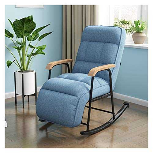 WEIDA Fabric Rocking Chair European Modern Balcony Armchair Living Room Furniture Lazy Sofa Recliner Bedroom Lounge Chair, Multi-color Optional (Color : Blue)
