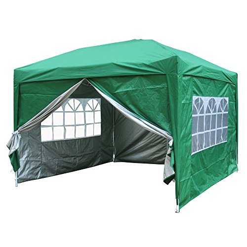 Greenbay Green Pop-up Gazebo Marquee Canopy with 4 Side Panels and Carrybag - 3m x 3m