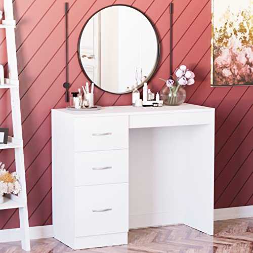 Vida Designs 3 Drawer Dressing Table Makeup Desk Riano Bedroom Furniture (White)