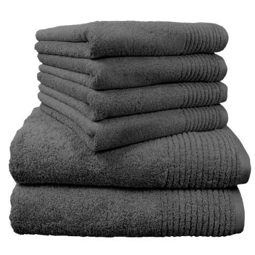 Dyckhoff Brilliant 0410996125 6-Piece Towel Set 2x Bath/Shower Towels 70 x 140 cm and 4x Hand Towels 50 x 100 cm Grey