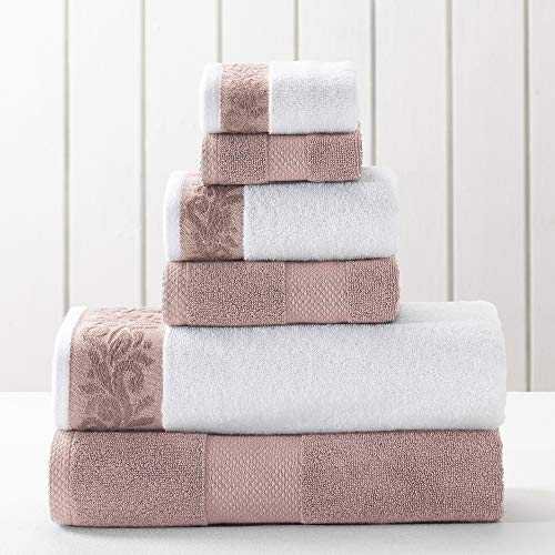 Modern Threads 2 Bath Hand Towels 2 Washcloths, Cotton, Rose, Standard