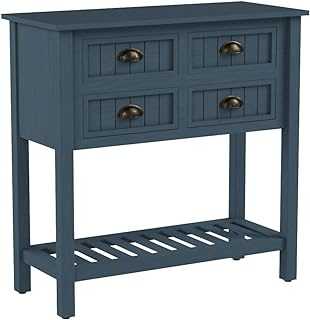 Decor Therapy Console Table, Wood Metal, Antique Navy, 14 x 32 x 32 in