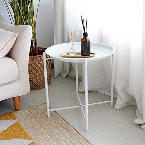 SHUMEISHOUT Furniture Coffee Table, Small Modern Metal End Table Side Table Coffee Table - Easy Assembly Multi-use Decor Indoor and Outdoor 45 * 45CM (Color : White)