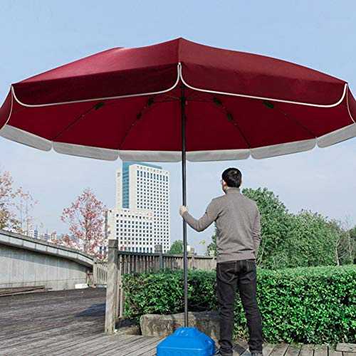 FACAI Parasol And Base Set Overhanging Parasol Garden Table And Chairs With Parasol Large Parasol Free Standing Parasol Garden Table Set With Parasol,Red-3.4m