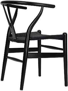 Tomile Wishbone Chair Y Chair Solid Wood Dining Chairs Rattan Armchair Natural (ash wood black)