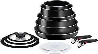 Tefal Ingenio Easy ON Pots & Pans Set, 13 Pieces, Stackable, Removable Handle, Space Saving, Non-Stick, Non Induction, Black, L1599243