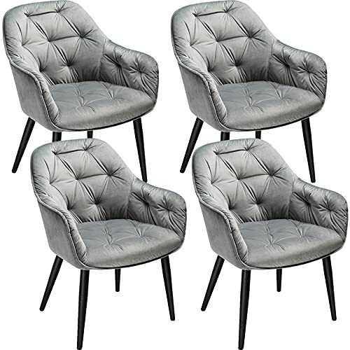 Velvet Dining Chairs Set of 4 Kitchen Chairs Counter Leisure Lounge Fabric Chairs with Metal Legs and Upholstered Seat for Living Room/Kitchen/Counter Lounge