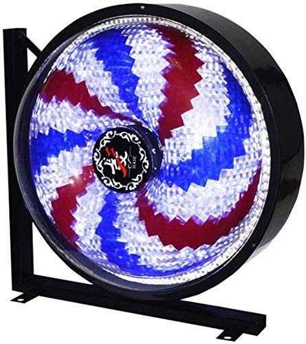 FHKBB Barber Pole Salon Light Outdoors 27”/38”LED Barber Pole Windmill Round Light Rotating Spinning Red White Blue Strips Hairdressing Salon Electric Open Sign Wall Lamp (Color : #002-55 * 55cm)