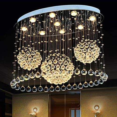 HLL Chandeliers,Suspension Line Crystal Light Rectangular Oval Restaurant Lights Led Living Room Lighting Creative Bedroom Lamps