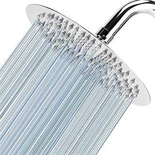 Voolan 8” High Pressure Rain Shower Head - 304 Stainless Steel Rainfall Shower Heads - Comfortable Shower Experience Even at Low Water Flow (Chrome,Round)