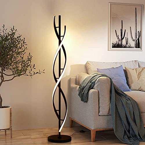 Dimmable Floor Lamp LED Warm-White - ELINKUME Spiral Standing Lamp 30W Adjustble Light Modern Creative Unique Design Style Perfect for Indoor Decoration Lighting/Living Room Lamp (Black)