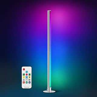 EDISHINE LED Floor Lamp, RGB Colour Changing Mood Lighting with Remote Controller, Dimmable Crystal Standing Lamp for Living Room, Bedroom, Home, Beside, Office