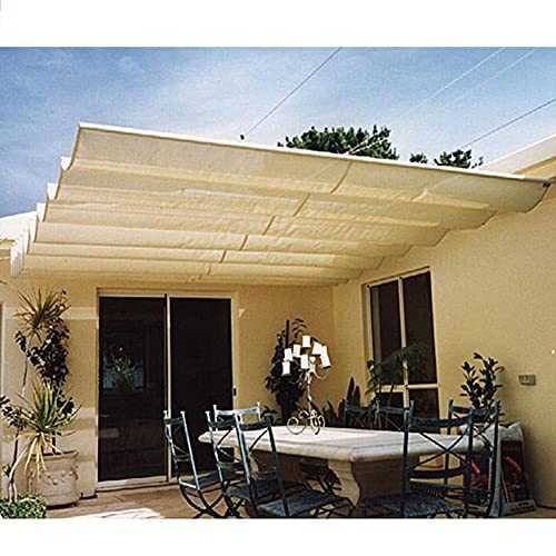 GZHENH Retractable Pergola Canopy, Shading Net Patio Balcony Roof Slide Wire Wave Shade Sail Awning Fade Resistant Breathable Polyethylene,customizable (Color : Beige, Size : 1.2x12m)