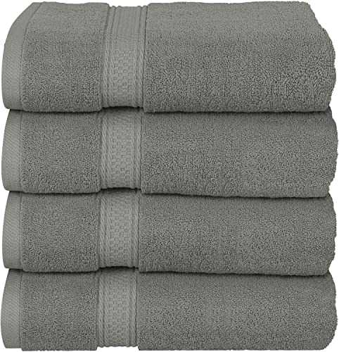 Utopia Towels - Grey Bath Towels Set, 4 Pack - Premium 600 GSM 100% Ring Spun Cotton - Quick Dry, Highly Absorbent, Soft Feel Towels, Perfect for Daily Use