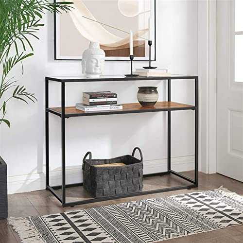 ZLLY Living Room Corridor End Table Console Table Quality Console Table Entrance Console Tempered Glass Top Robust Steel Frame
