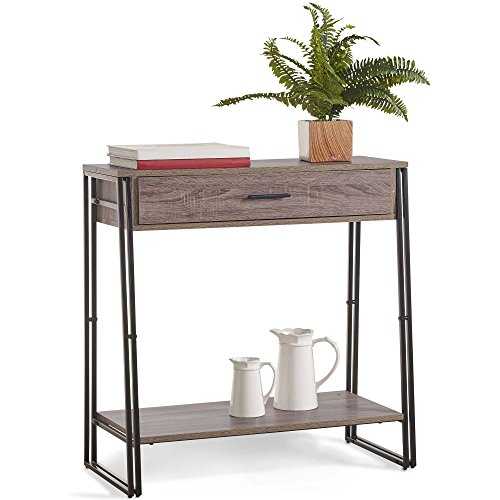 VonHaus Console Table with 1 Drawer and Shelf – Side Table, Hallway Table, Entrance Table –Industrial & Rustic Style - For Living Room