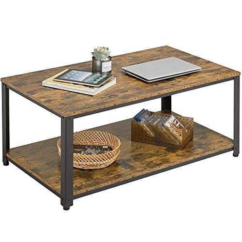 Yaheetech Coffee Table Industrial Side Table Living Room Table with Metal Frame for Home Office 106x60x45.5cm