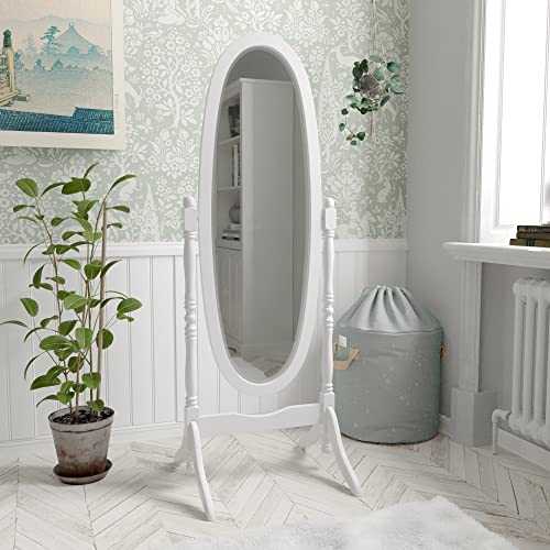 Vida Designs Nishano Cheval Mirror Free Standing Full Length Floor Standing Dressing Mirror Adjustable Bedroom Furniture Wooden, White