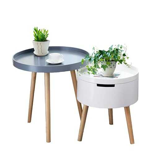 HONGYIFEI2021 Round Coffee Table Living Room Mini Simple Small Round Table Bedside Table Nordic Coffee Table Side Table Sofa Round Small Table Table De Salon (Color : Gray+White)