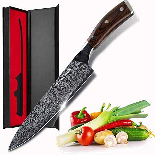 SanCook Kitchen Knife Professional Chef Knife 8 Inch, Ultra Sharp Kitchen Knives High Carbon German EN1.4116 Stainless Steel Knife with Ergonomic Handle Sharp Forged Blade Cooking Knife Gift Box